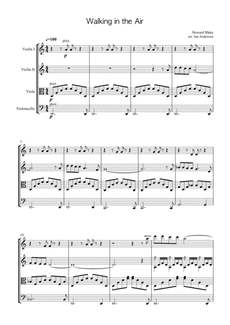 The Snowman Walking In The Air String Quartet Sheet Music