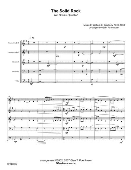 Free Sheet Music The Solid Rock My Hope Is Built For Brass Quintet
