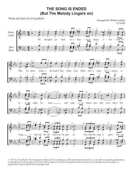 Free Sheet Music The Song Is Ended But The Melody Lingers On