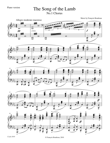 Free Sheet Music The Song Of The Lamb Mvt 1