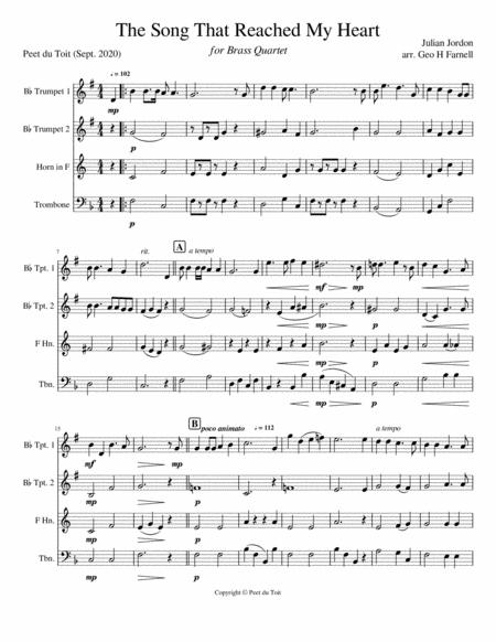 Free Sheet Music The Song That Reached My Heart Julian Jordan Arr Gh Farnell Brass Quartet