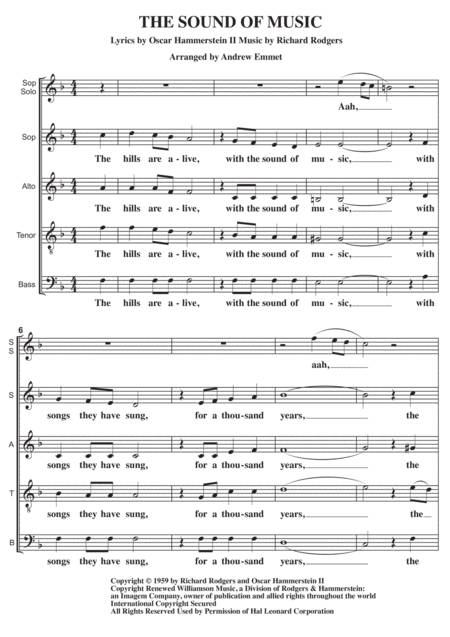 The Sound Of Music A Cappella Sheet Music