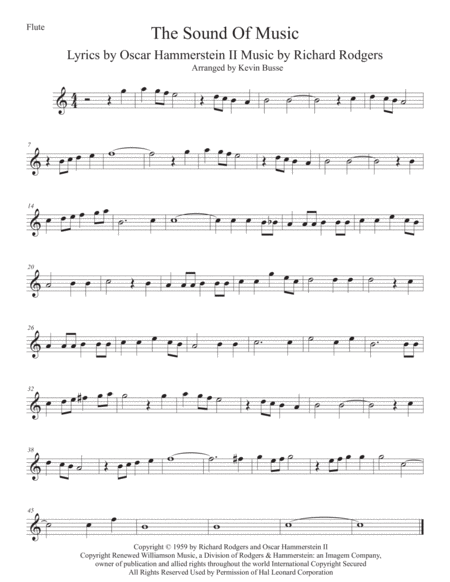 Free Sheet Music The Sound Of Music Easy Key Of C Flute