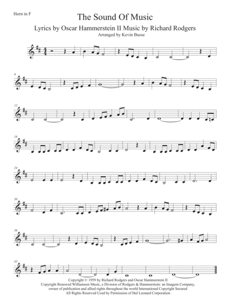 Free Sheet Music The Sound Of Music Horn In F