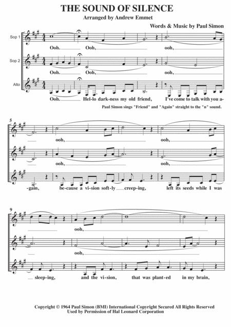 The Sound Of Silence A Cappella Ssa Sheet Music