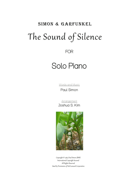 The Sound Of Silence For Solo Piano Easy Piano Sheet Music