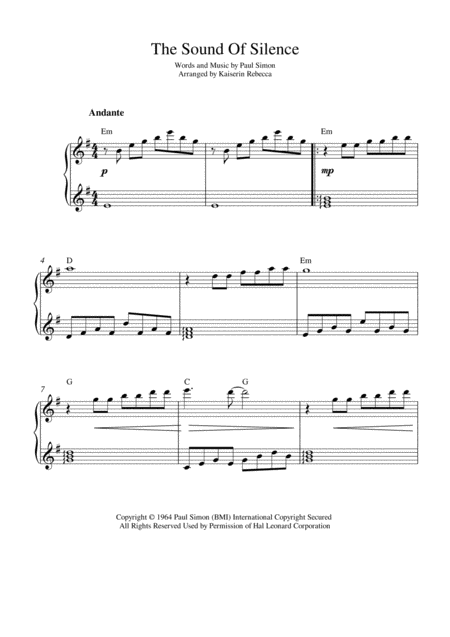 The Sound Of Silence Music Box Version Sheet Music