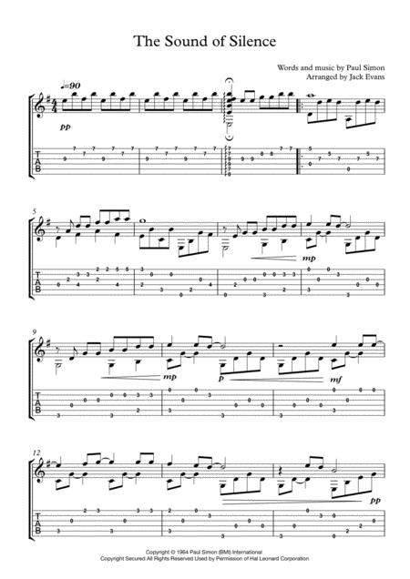 The Sound Of Silence Solo Guitar Sheet Music