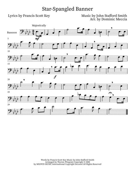 Free Sheet Music The Star Spangled Banner Bassoon