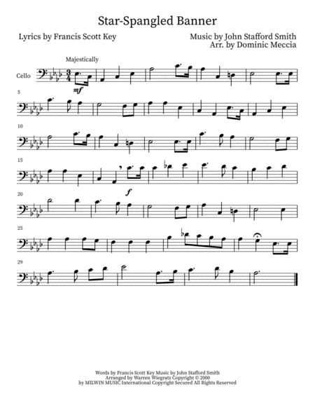 Free Sheet Music The Star Spangled Banner Cello