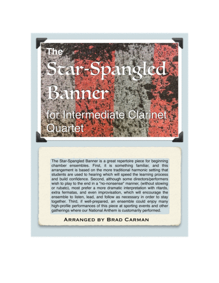 The Star Spangled Banner For Intermediate Clarinet Quartet Sheet Music