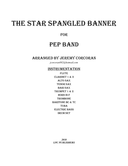 The Star Spangled Banner For Pep Band Sheet Music