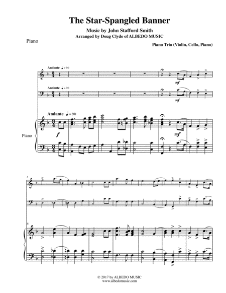 The Star Spangled Banner For Piano Trio Sheet Music