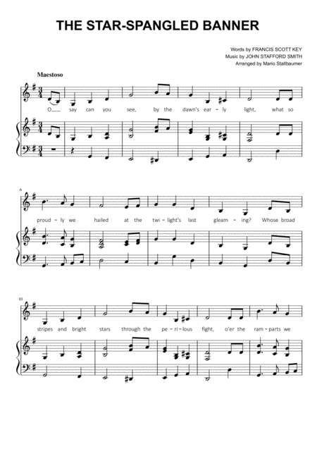 Free Sheet Music The Star Spangled Banner In G Major