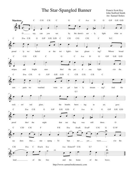 The Star Spangled Banner Lead Sheets In All Keys Sheet Music