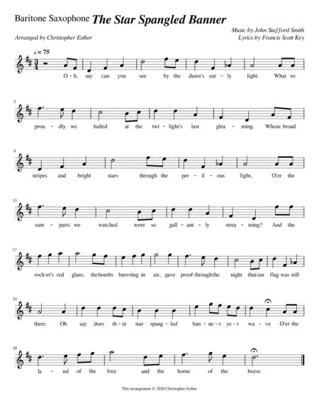 Free Sheet Music The Star Spangled Banner Tenor Saxophone