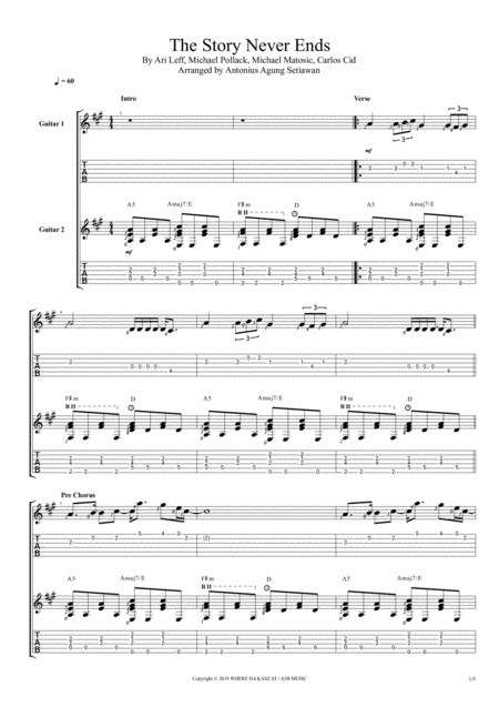 The Story Never Ends Fingerstyle Guitar Duet Sheet Music