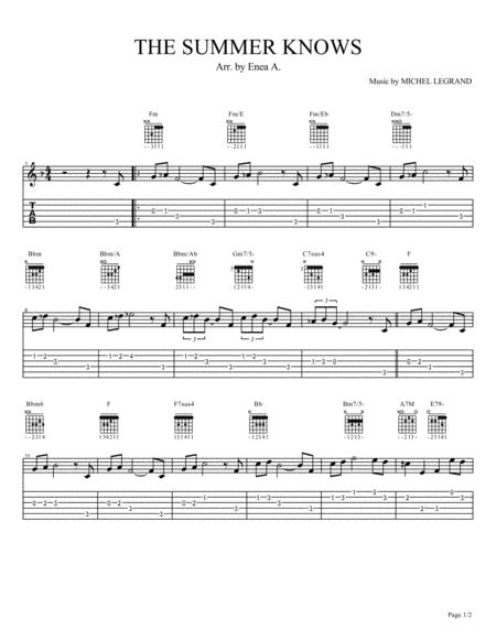 The Summer Knows Sheet Music