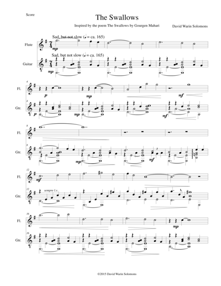Free Sheet Music The Swallows For Flute And Guitar
