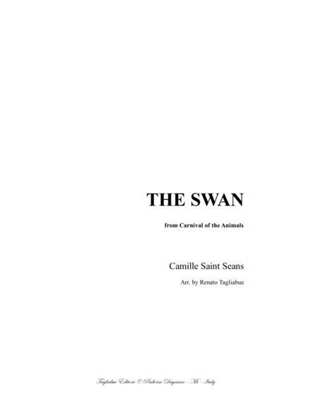 Free Sheet Music The Swan C Saint Seans For Polyphonic Choir Satb In Vocalization With String Quartet Parts