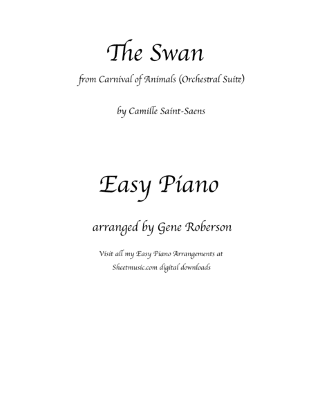 The Swan For Easy Piano Sheet Music