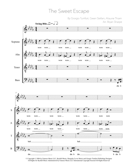 The Sweet Escape Satb A Cappella Sheet Music