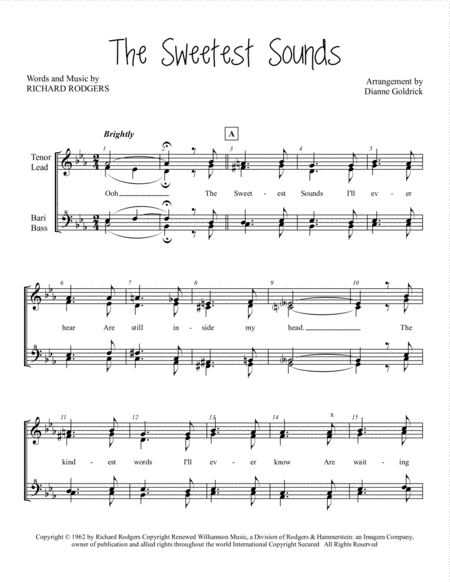 The Sweetest Sounds Womens Barbershop Choral Pricing Sheet Music