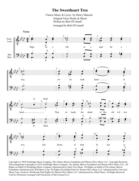 Free Sheet Music The Sweetheart Tree Quartet Pricing