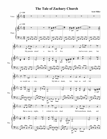 The Tale Of Zachary Church From The Vampire Musical In The Blood Sheet Music