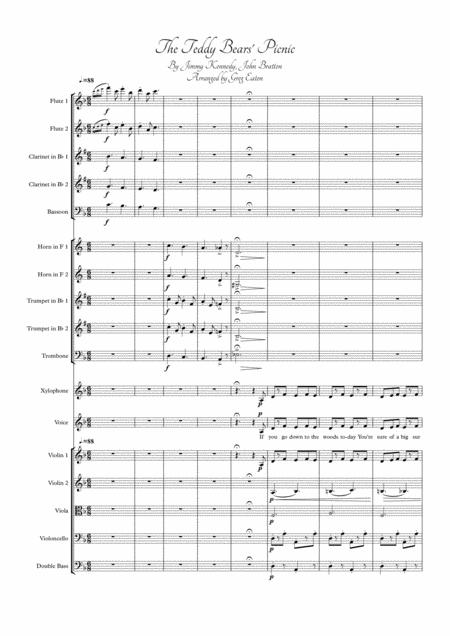 The Teddy Bears Picnic Arranged For Orchestra And Single Line Choir Full Score And Parts Included And Also Piano Reduction For Rehearsal Purposes Perf Sheet Music