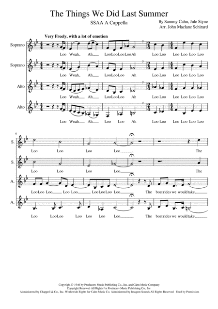 Free Sheet Music The Things We Did Last Summer