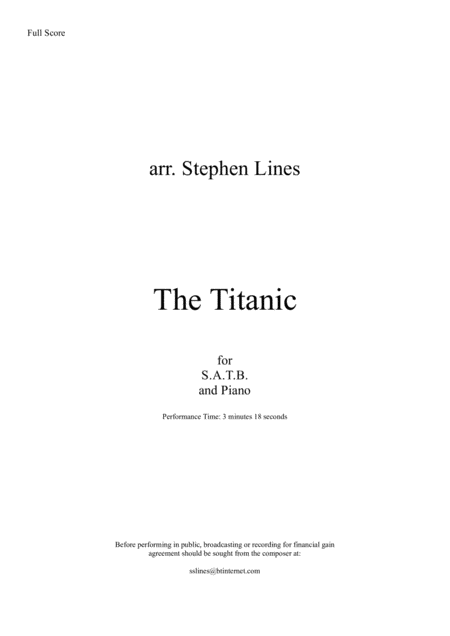 The Titanic For Choir Satb And Piano Sheet Music