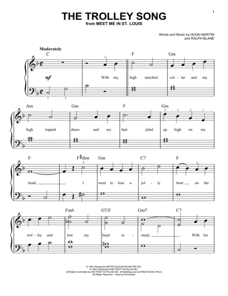 The Trolley Song From Meet Me In St Louis Sheet Music