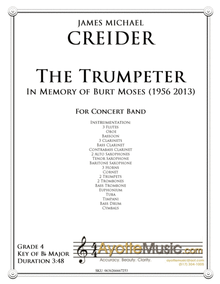 Free Sheet Music The Trumpeter In Memory Of Burt Moses 1956 2013