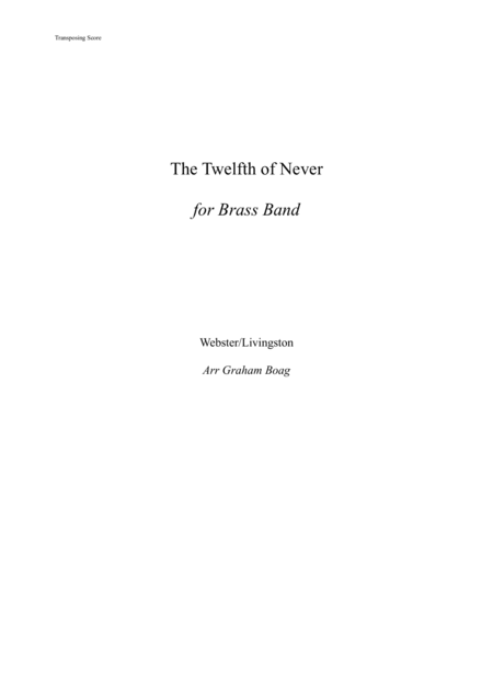 Free Sheet Music The Twelfth Of Never For Brass Band