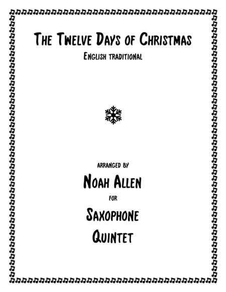 The Twelve Days Of Christmas Saxophone Quintet Sheet Music