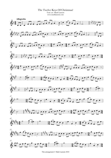 The Twelve Keys Of Christmas 12 Days Of Christmas Sheet Music