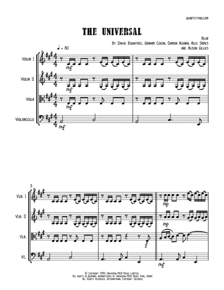 Free Sheet Music The Universal String Quartet