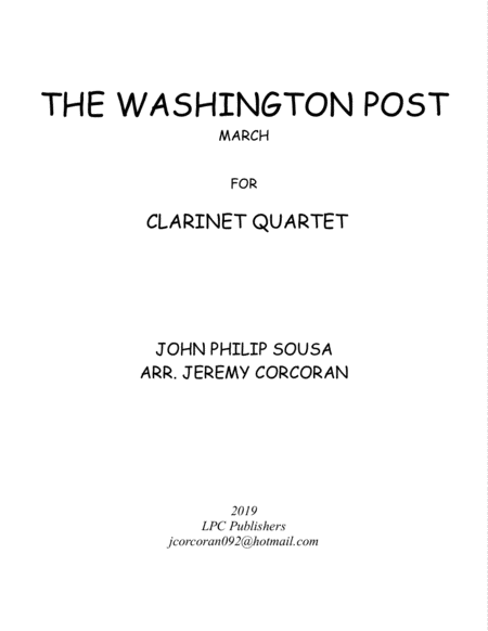 The Washington Post March For Clarinet Quartet Sheet Music