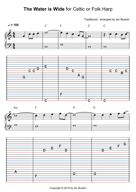 Free Sheet Music The Water Is Wide For Celtic Or Folk Harp With Chords