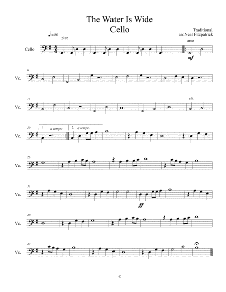 Free Sheet Music The Water Is Wide For String Orchestra Cello Arr Neal Fitzpatrick