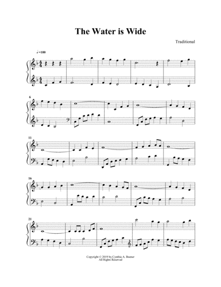 Free Sheet Music The Water Is Wide