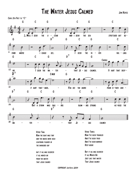 The Water Jesus Calmed Sheet Music