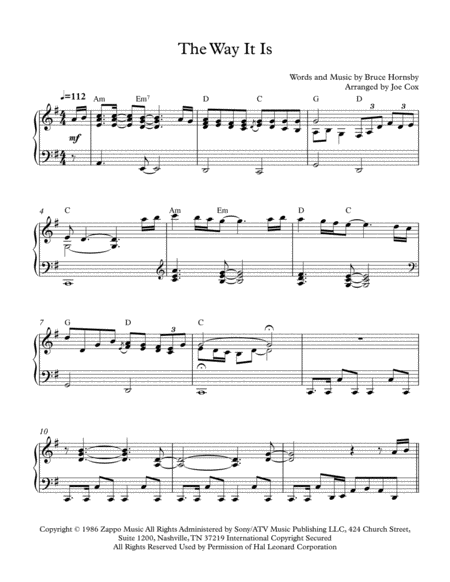 The Way It Is Sheet Music