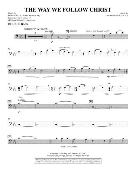 The Way We Follow Christ Double Bass Sheet Music