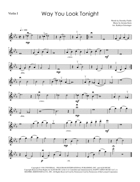 The Way You Look Tonight String Quartet Sheet Music