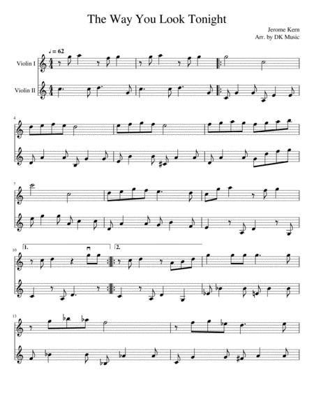 Free Sheet Music The Way You Look Tonight Violin Duet 2 Violins