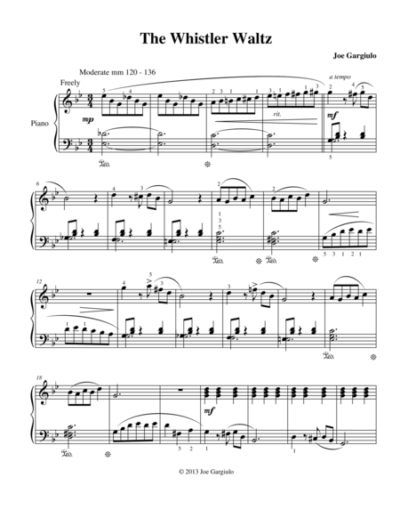 Free Sheet Music The Whistler Waltz