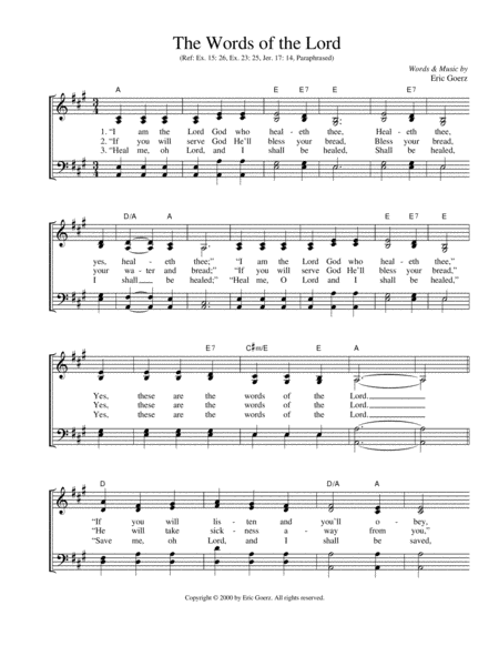 Free Sheet Music The Words Of The Lord
