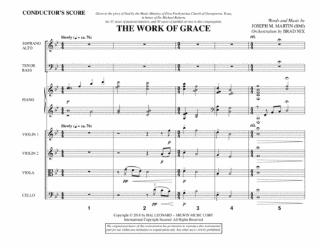 Free Sheet Music The Work Of Grace Full Score